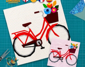 Bicycle Quilt Block Pattern, Foundation Paper Piecing, Paper Piecing Pattern, PDF Download