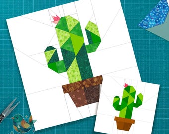 Cactus Quilt Block Pattern: Modern Foundation Paper Piecing (PDF Download)