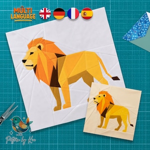 Lion Quilt Block Pattern: Foundation Paper Piecing, Safari Animal Quilt, PDF Download