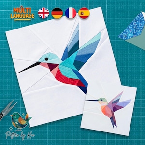 Quiltmuster „Kolibri“, Foundation Paper Piecing (PDF-Download, 4 Größen, 4 Sprachen)