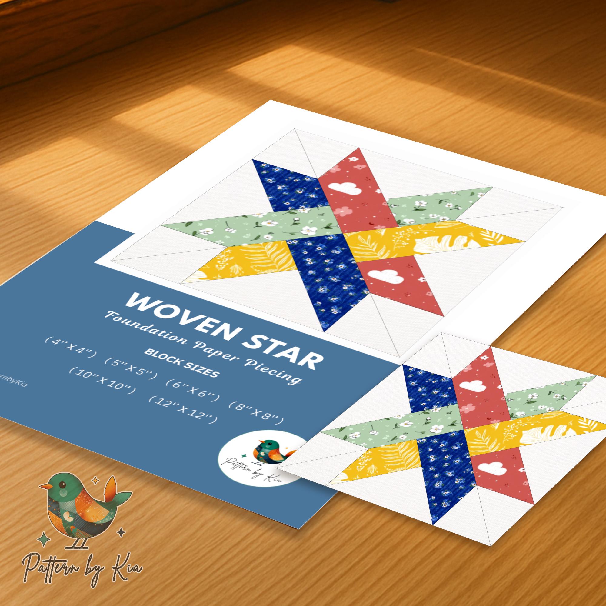 Woven Star 6 Sizes | Foundation Paper Piecing | Quilt Block Pattern ...