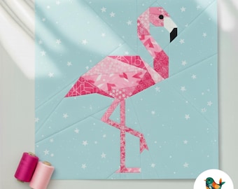 Flamingo Quilt Block Pattern, Foundation Paper Piecing, Animal FPP Pattern, PDF Instant Download