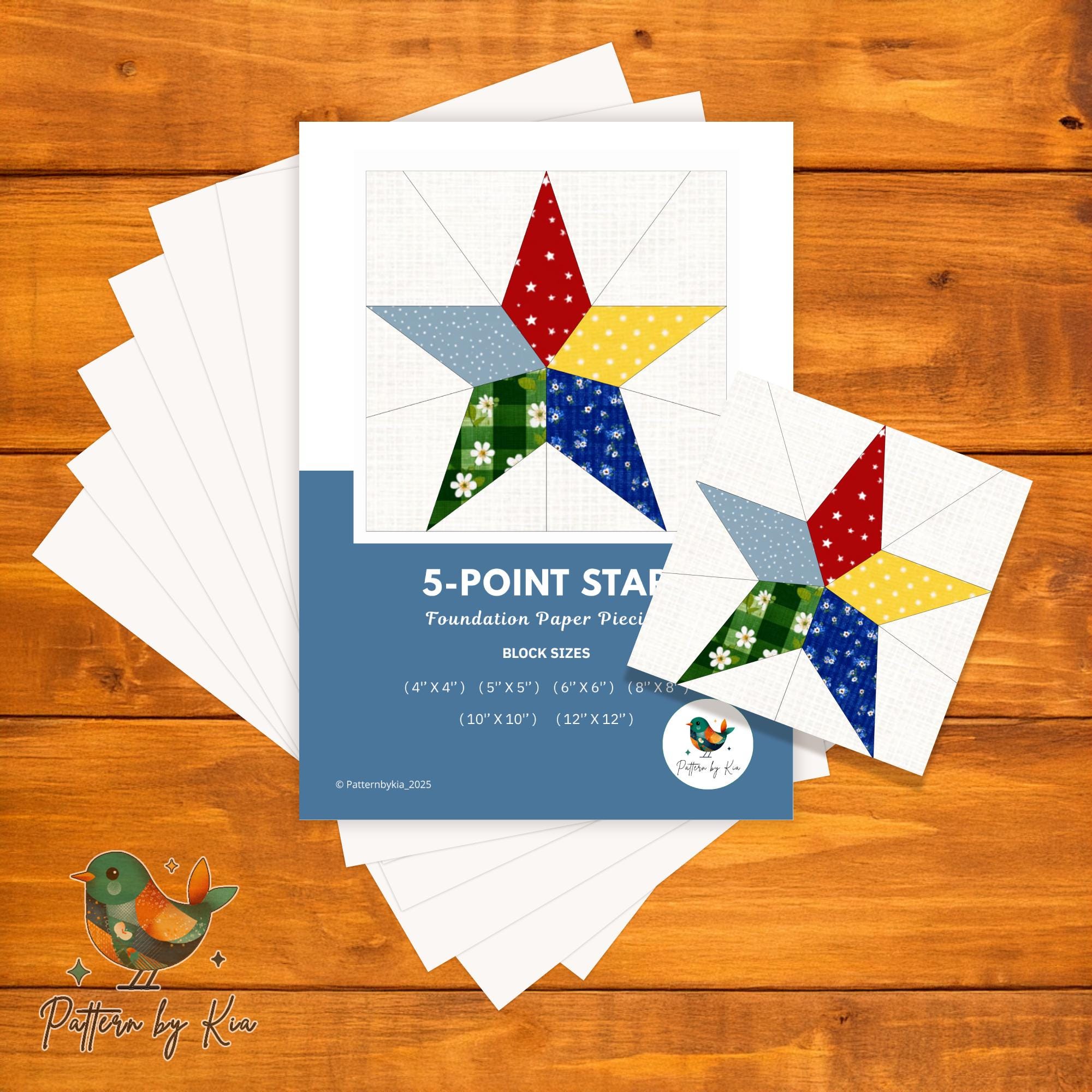 Star Quilt Block Pattern: 5 Point Star, 6 Sizes (PDF Download) - Etsy