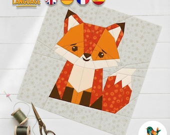 Fox FPP Quilt Pattern, 2 Size Template (PDF Download)
