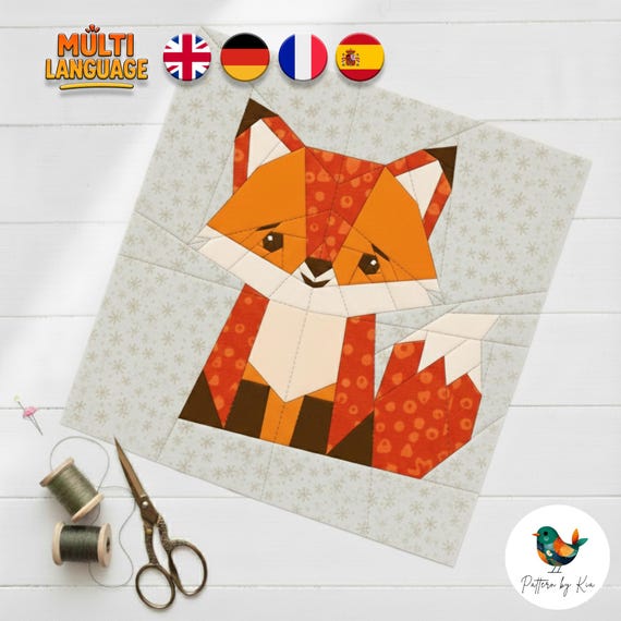 Fox FPP Quilt Pattern, 2 Size Template (PDF Download)