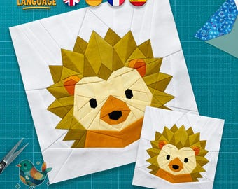 Hedgehog Quilt Block Pattern: Foundation Paper Piecing, Animals Quilt, PDF Download