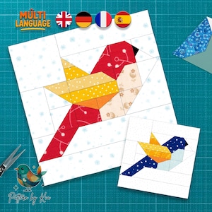 Bird Quilt Block Pattern - Foundation Paper Piecing, 6 Sizes (PDF Pattern)