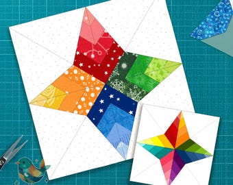 Blocco trapuntato Luminance Star: schema per il patchwork su carta (download PDF)