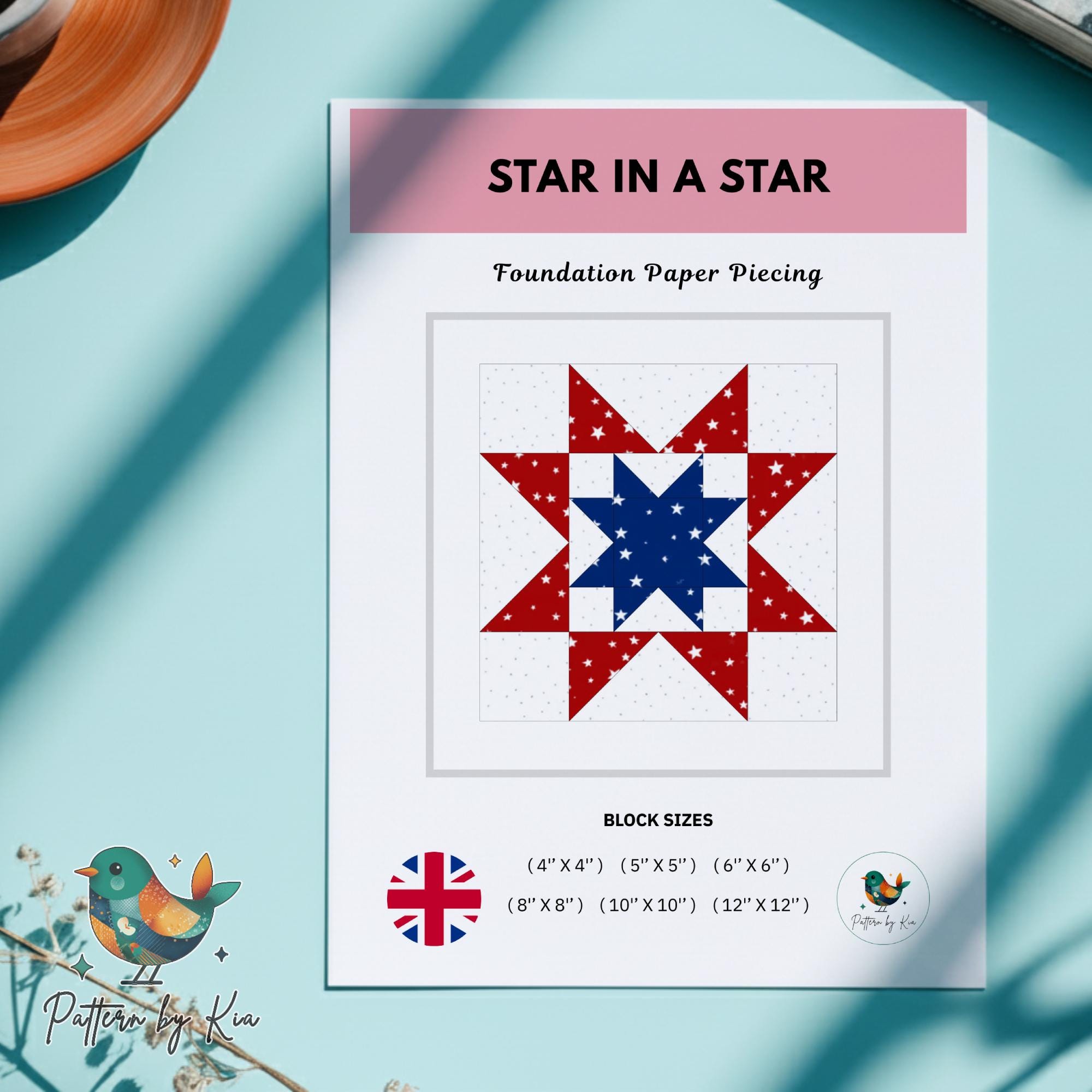 Star in a Star Quilt Block Pattern: Foundation Paper Piecing (PDF ...