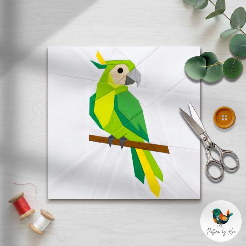 Patchwork Parrot Parrot Quilt Block Pattern, Foundation Paper Piecing, Tropical Bird ...