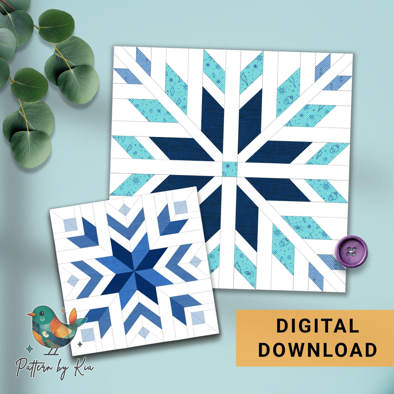 Snowflake Star Quilt Block, Foundation Paper Piecing for 6 Sizes, PDF ...