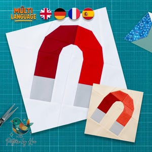 Science Magnet Quilt Block Pattern, Foundation Paper Piecing, Science Quilt, PDF Download
