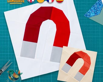 Science Magnet Quilt Block Pattern, Foundation Paper Piecing, Science Quilt, PDF Download