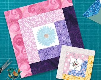 Log Cabin Quilt Block Pattern: 6 Sizes, Traditional Quilt Block, PDF Download, Foundation Paper Pieced