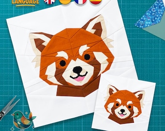 Red Panda Quilt Block Pattern, Foundation Paper Piecing, Animal Fpp, PDF Download