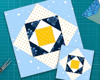 Economy Quilt Block FPP Pattern: Square in a Square, 6 Sizes (PDF Download)