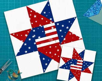 Twin Star Quilt Block Pattern | 6 Sizes PDF Download | Foundation Paper Piecing