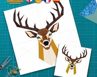 Deer Foundation Paper Piecing, Fpp Quilt Pattern, 24 inch, PDF Instant Download