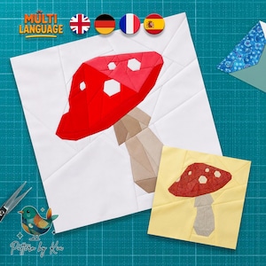 Mushroom Quilt Block Pattern, Foundation Paper Piecing, Forest Quilt, PDF Download