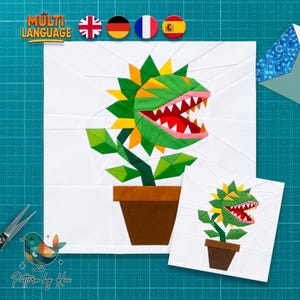 Venus Flytrap Quilt Block Pattern, Foundation Paper Piecing, Monster Plants FPP, Plant Quilt Block, PDF Download image 10
