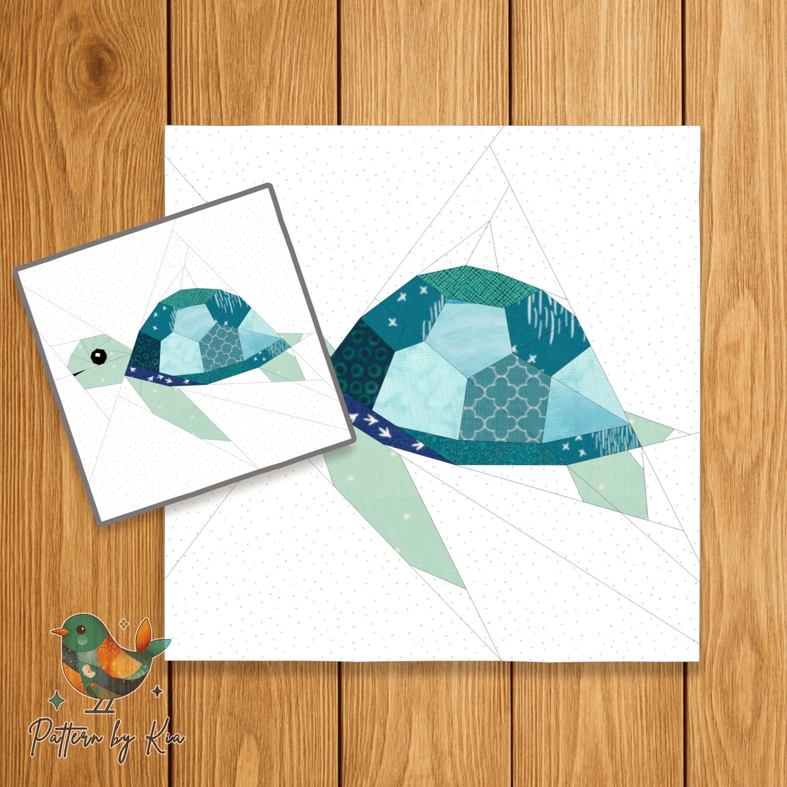 Pattern Block Turtle Sea Turtle Quilt Block Pattern, Modern Ocean Animal Quilt (PDF Pattern ...