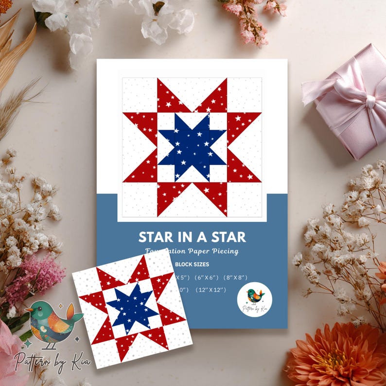 Star in a Star Quilt Block Pattern: Foundation Paper Piecing (PDF ...