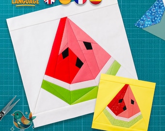 Watermelon Quilt Block Pattern: Foundation Paper Pieced, 3 Sizes (PDF Download)