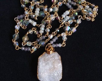 Rough druzy sparkle pendant necklace