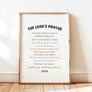 Das Vaterunser Kinder Bibel Poster: Christliche Vorschule Heimschule Sonntagsschule Dekor | Lehrreiche Schrift Wandkunst