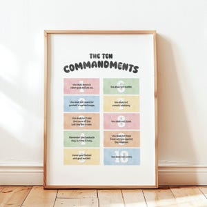 Die Zehn Gebote Kinder Bibel Poster: Christliche Vorschule Homeschool Sonntagsschule Dekor | Lehrreiche Schrift Wandkunst