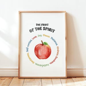 Frucht des Geistes Kinder Bibel Poster: Christliche Vorschule Heimschule Sonntagsschule Dekor | Lehrreiche Schrift Wandkunst