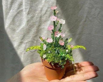 ビーズで飾った水仙の花、植物の装飾、花束、ビーズで飾った花、ビーズ
