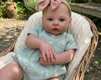 18" Reborn Baby Girl Doll Lifelike Newborn, Handmade Realistic Baby Doll, Soft Skin Newborn Toy, Collector Reborn Doll Gift for Girls
