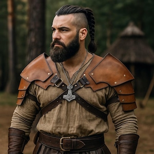 バイキング肩甲、剣闘士肩甲、中世騎士鎧、合成皮革LARP鎧、ルネッサンスコスプレバイキングコスチューム