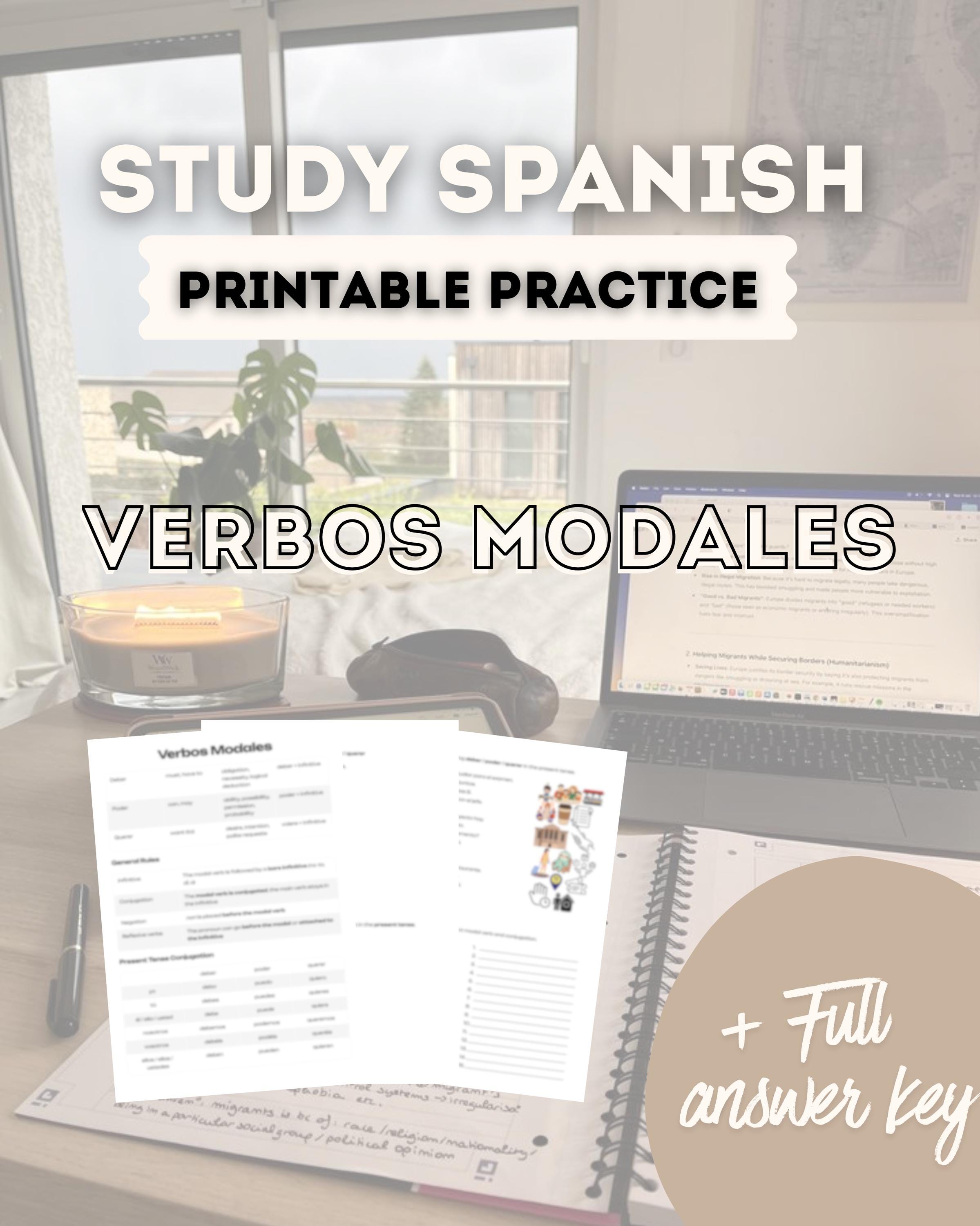 Hoja de trabajo de verbos modales en español / Práctica de gramática ...