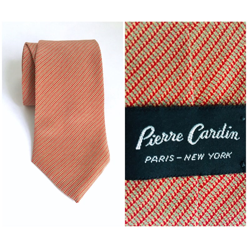 Pierre Cardin Paris Vintage Mens Tie Necktie Red Gold and Etsy