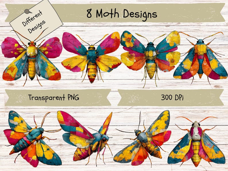 Ethereal Moth Clipart PNG, Layered Art for Junk Journals (digital ...
