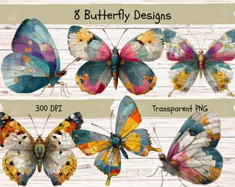 Butterfly Art Clipart PNG, Junk Journal Ephemera (Instant Download)