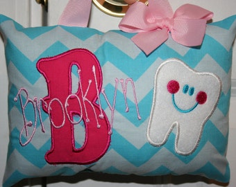 Girls Tooth Fairy Pillow Personalized Boutique Custom Made Chevron