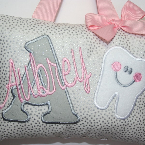 Tooth fairy pillow for girls personalized with Tooth Chart Option