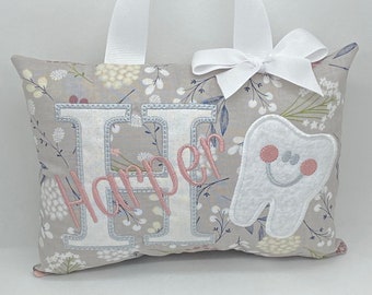 Tooth fairy pillow for girls personalized with Tooth Chart Option