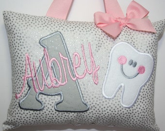 Tooth fairy pillow for girls personalized with Tooth Chart Option