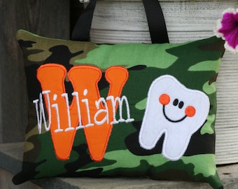 Tooth Fairy Pillow Boy Personalized Camouflage Camo - Christmas Gift - Birthday Gift - Baby Gift - Valentine's - Easter - Personalized Gift