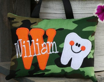 Almohada del Hada de los Dientes para niño, personalizada con estampado de camuflaje - Regalo de Navidad - Regalo de cumpleaños - Regalo para bebé - San Valentín - Pascua - Regalo personalizado