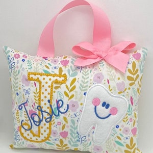 Tooth fairy pillow for girls personalized with Tooth Chart Option image 2