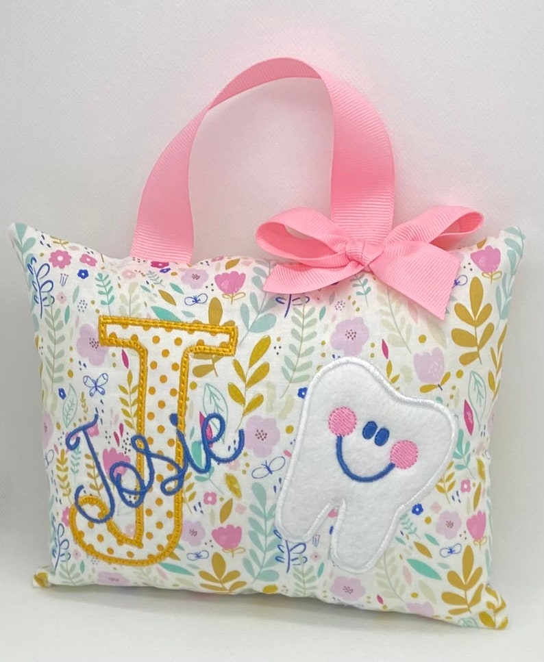 Tooth fairy pillow for girls personalized with Tooth Chart Option image 2