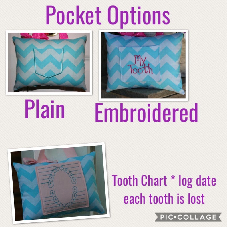 Tooth fairy pillow for girls personalized with Tooth Chart Option image 8