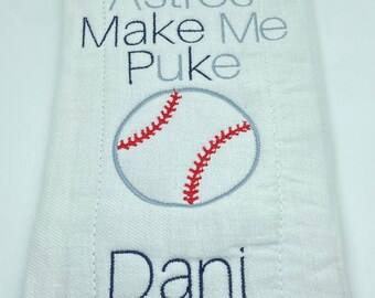 Paño eructador para bebé de los Bravos - Béisbol - Regalo personalizado para baby shower - Regalo para recién nacido - Bebé niño - Fanático de los Bravos - Regalo para recién nacido