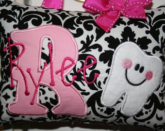 Tooth Fairy Pillow for Girls Personalized Boutique Custom Made Damask