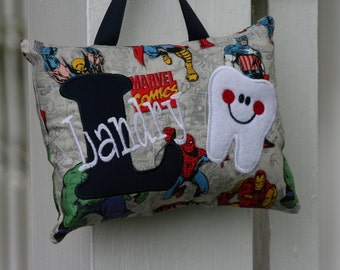 Tooth Fairy Pillow - Comics - Spider Man - Hulk - Captain America - Iron Man - Personalized - Kids Keepsake - Boy Gift